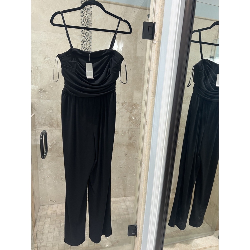 nwt! - Very Nice CHICOS Removable Strap No Sleeve Jumpsuit Black Size 1 $129